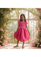 VESTIDO PINK COM CINTO DE PÉROLAS TAM. 4 AO 12